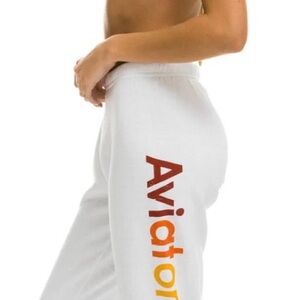 Aviator Nation White Logo Sweatpants -Vintage White XS